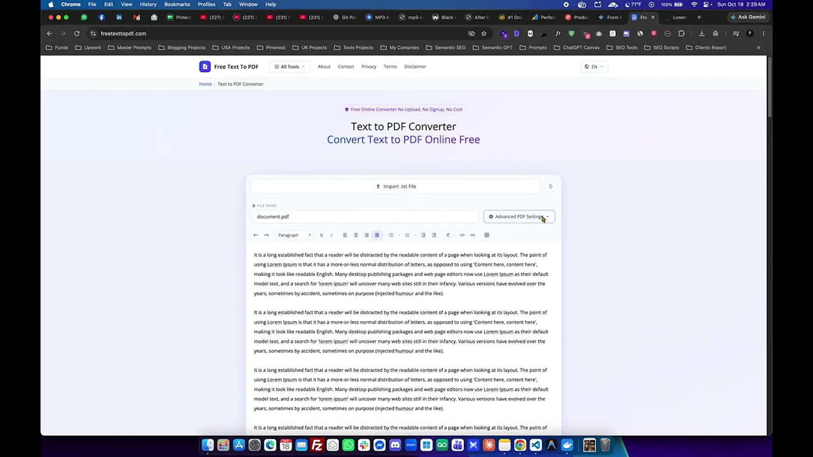 Free Text to PDF screenshot 1 (video preview)