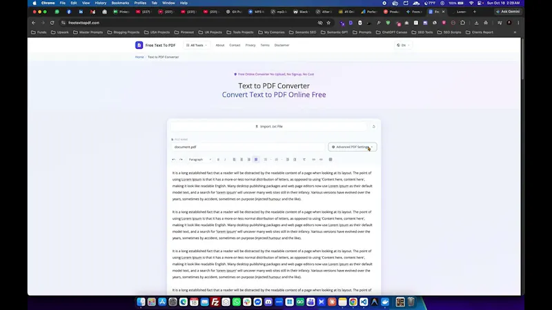 Free Text to PDF screenshot 1 (video preview)