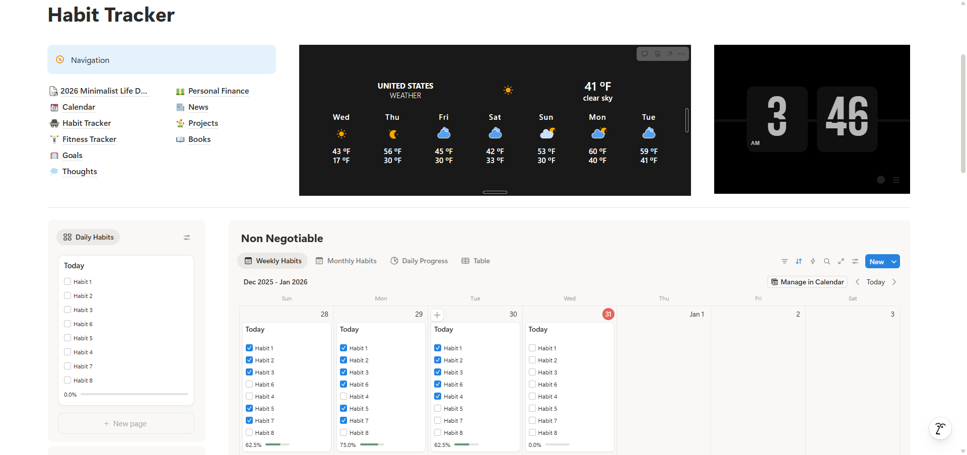 Minimalist Life Dashboard gallery image