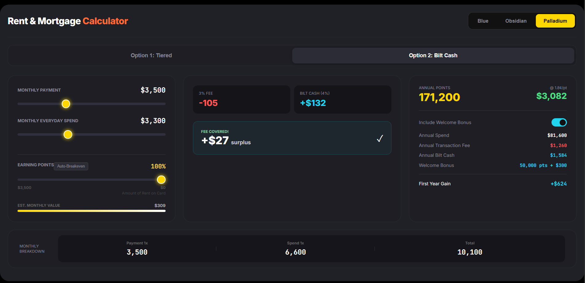 Bilt 2.0 rewards calculator gallery image