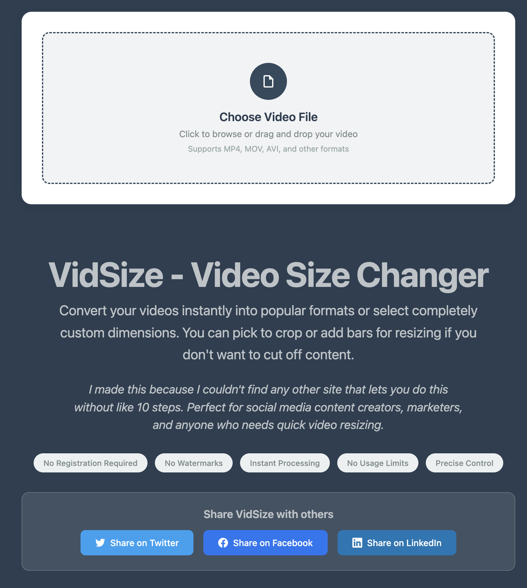 VidSize: Online Video Cropping/Resizing gallery image