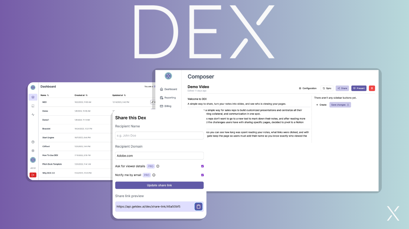 Dex - แบ่งปันความคิดได้อย่างง่ายดายด้วยการคลิกเพียงครั้งเดียวและการวิเคราะห์ในตัว media 1