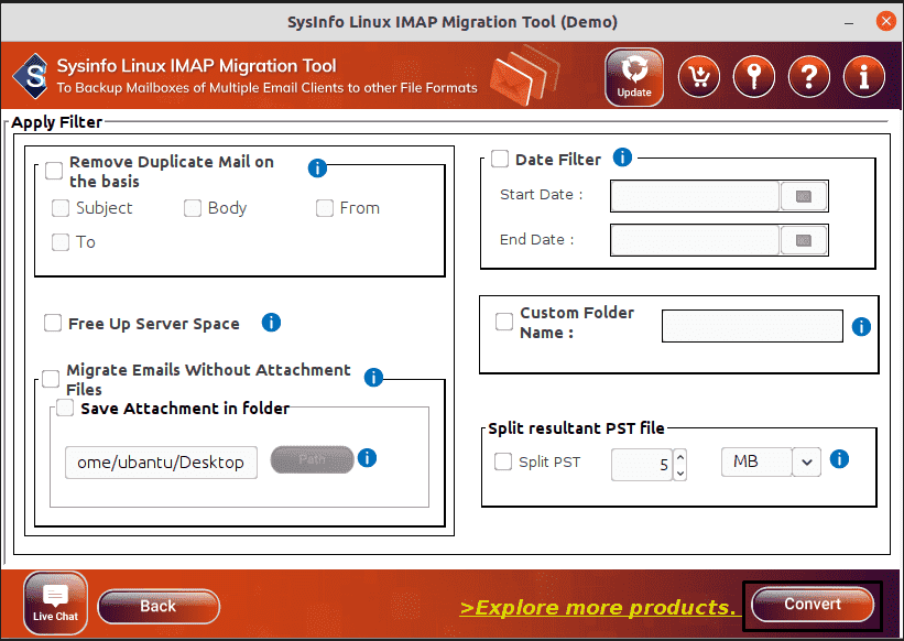 Sysinfo Linux IMAP 마이그레이션 도구 - Sysinfo Linux IMAP 마이그레이션 도구는 IMAP 이메일을 마이그레이션합니다 미디어 5