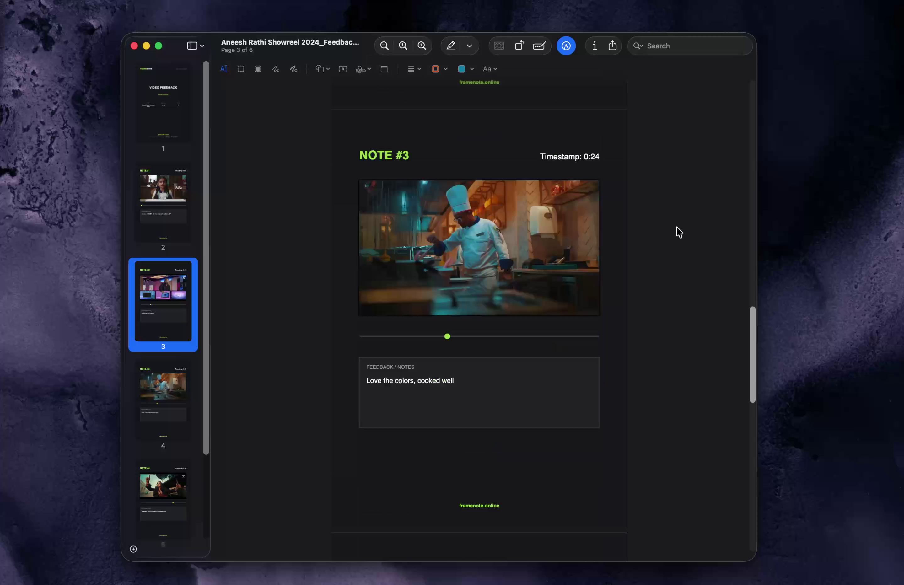 Frame Note - Screenshot 4 showing product features and functionality