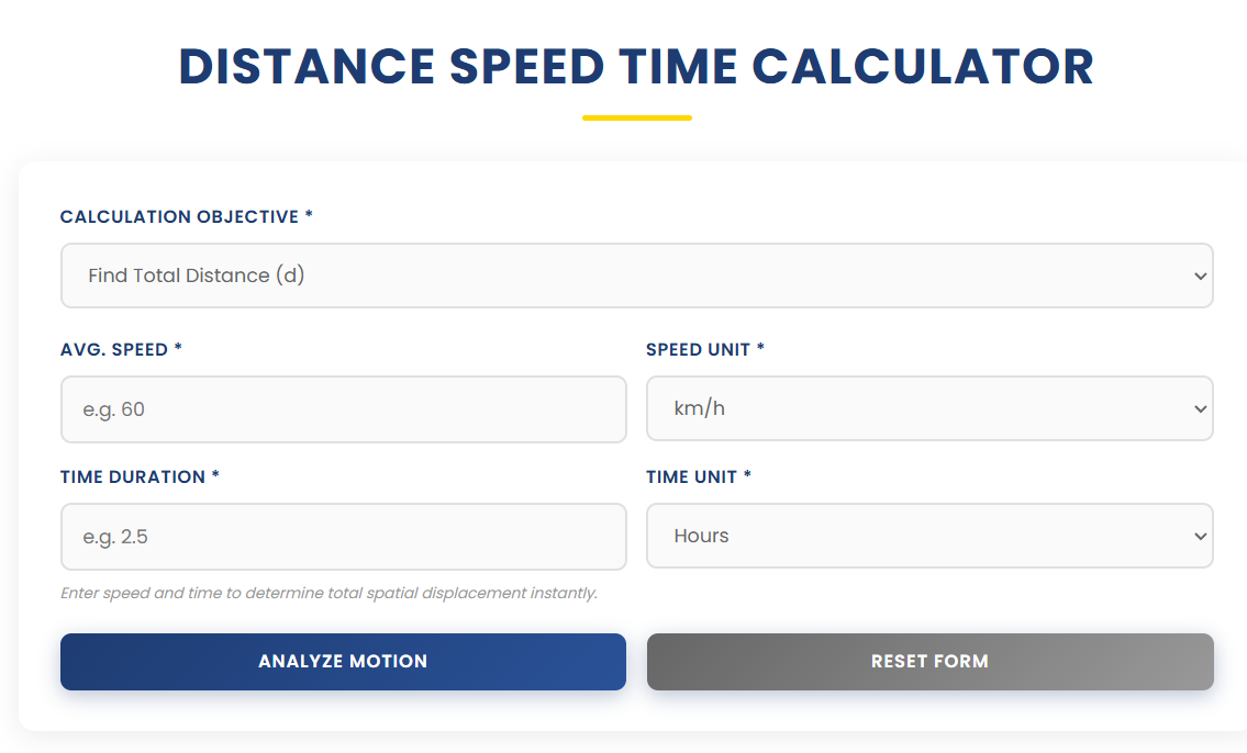 Distance Speed Time Calculator  gallery image