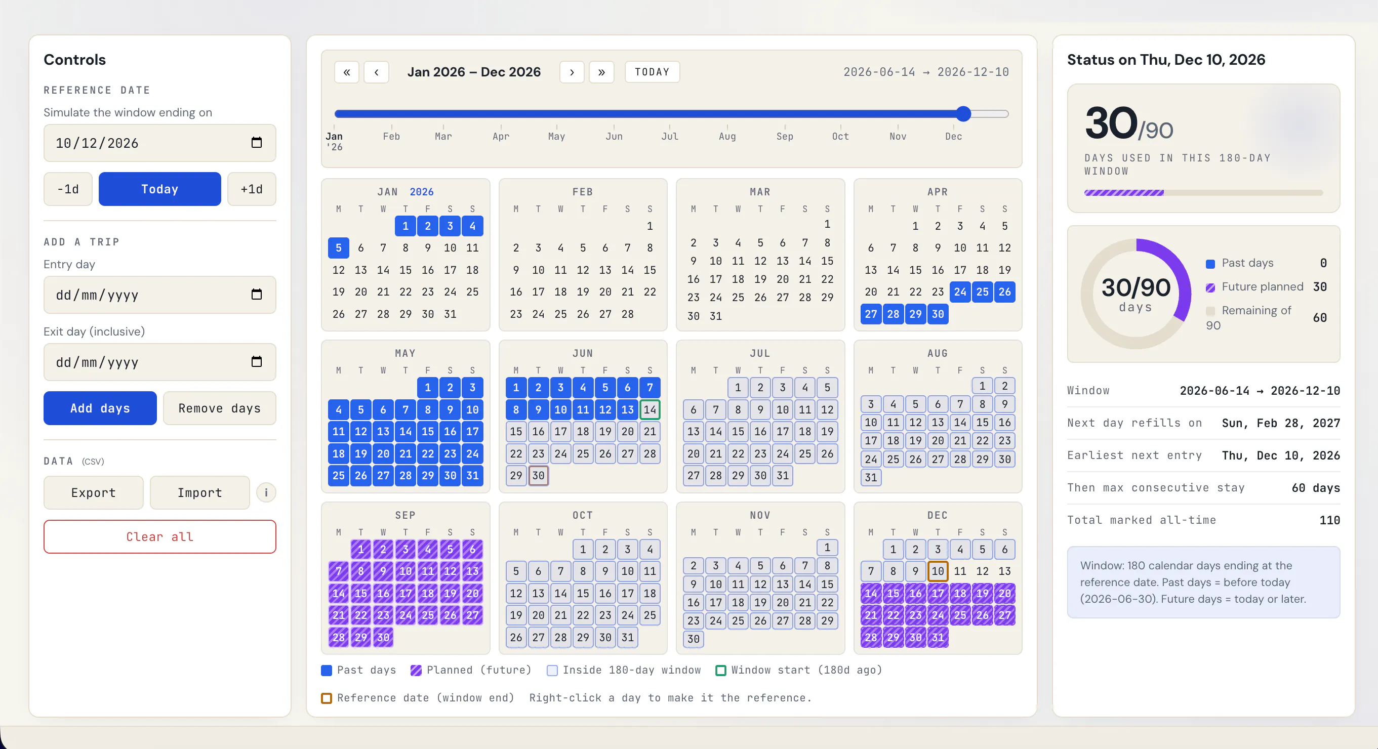 Schengen 90/180 Calculator gallery image