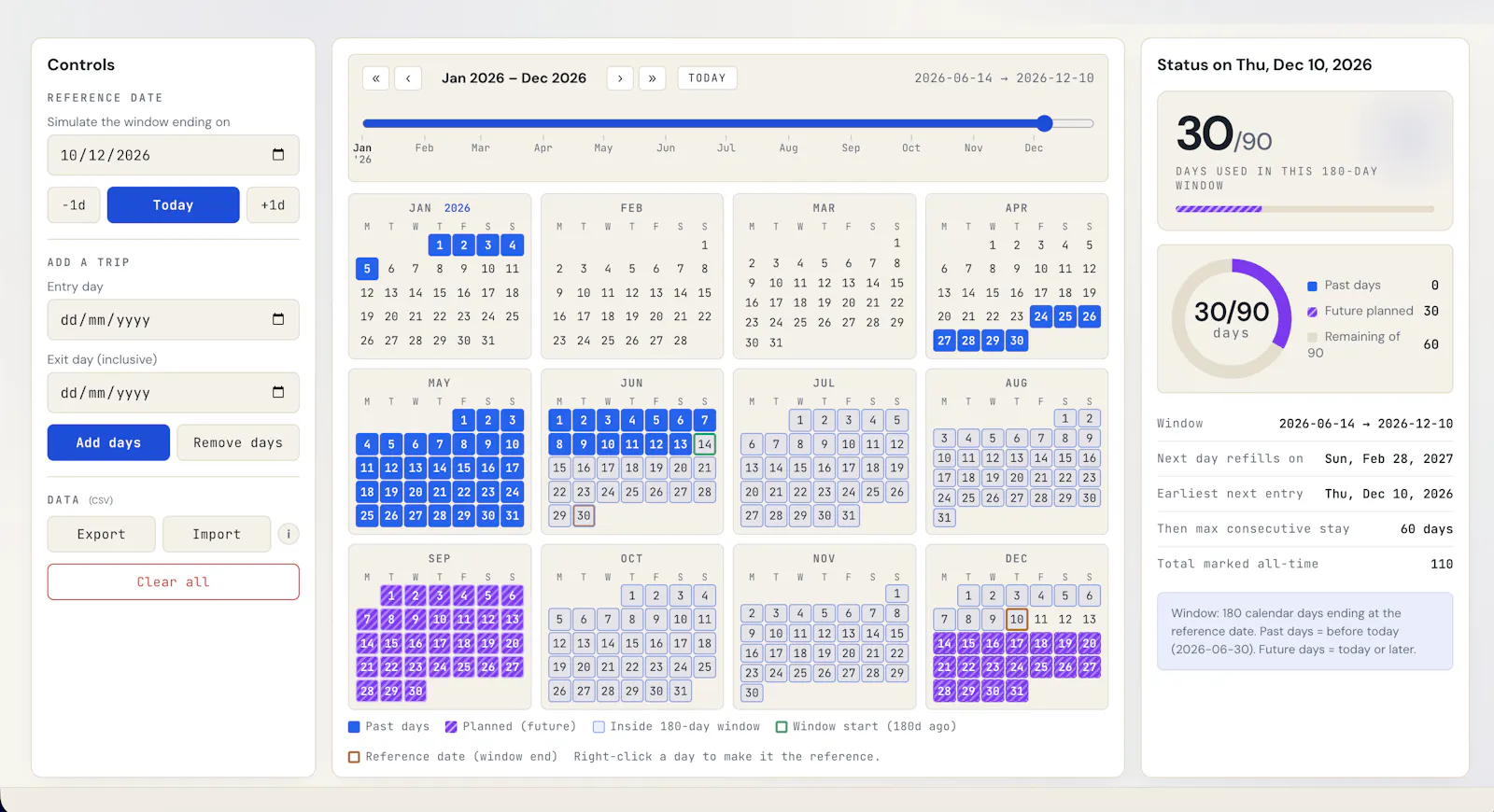 Schengen 90/180 Calculator screenshot 2