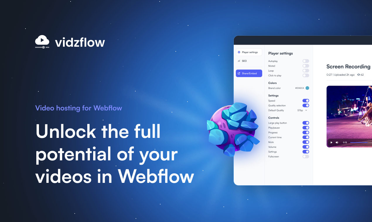 vidzflow - 웹 플로우에 대한 비디오 호스팅 미디어 2