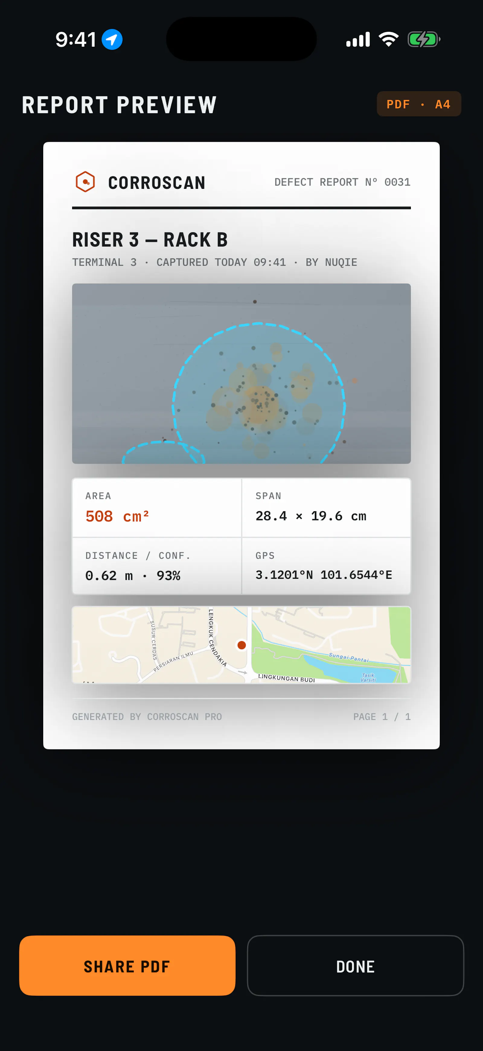 CorroScan screenshot 3