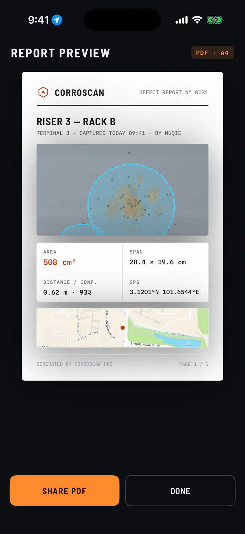 CorroScan screenshot 3