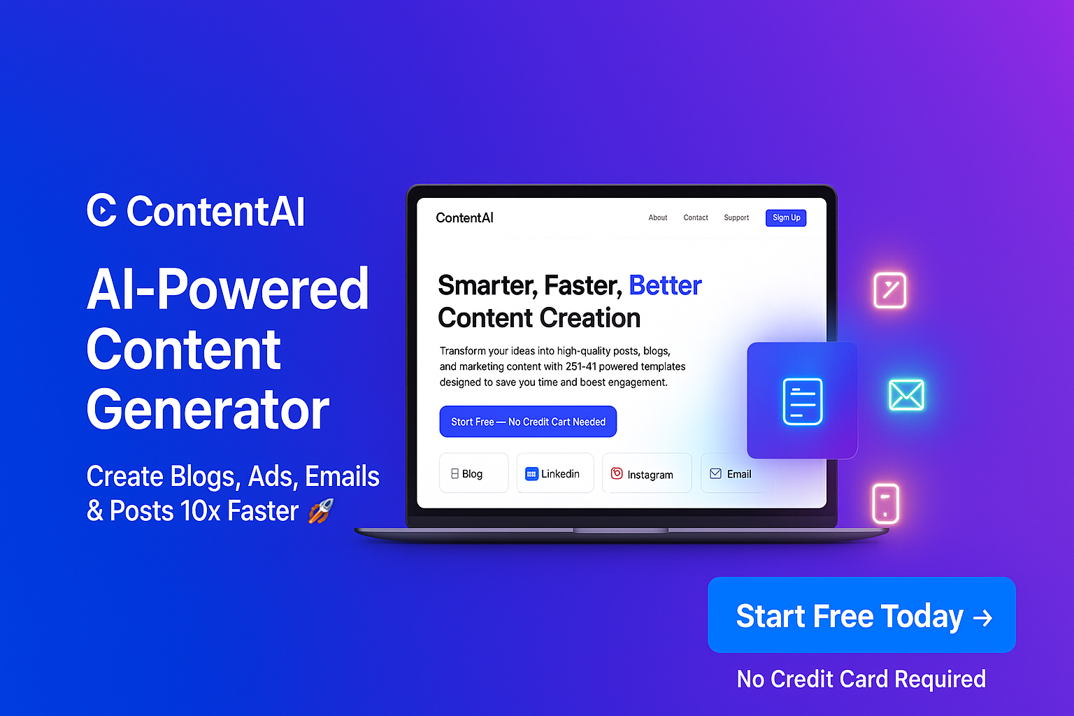 ContentAI - Product Hunt launch logo and brand identity