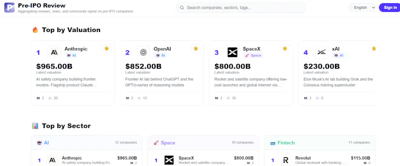 Pre-IPO Review screenshot 1