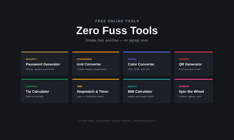 Zero Fuss Tools screenshot 1