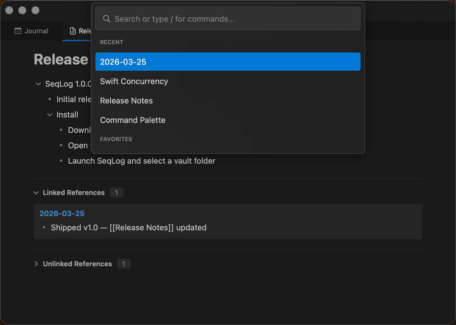 SeqLog — Native Logseq for macOS gallery image
