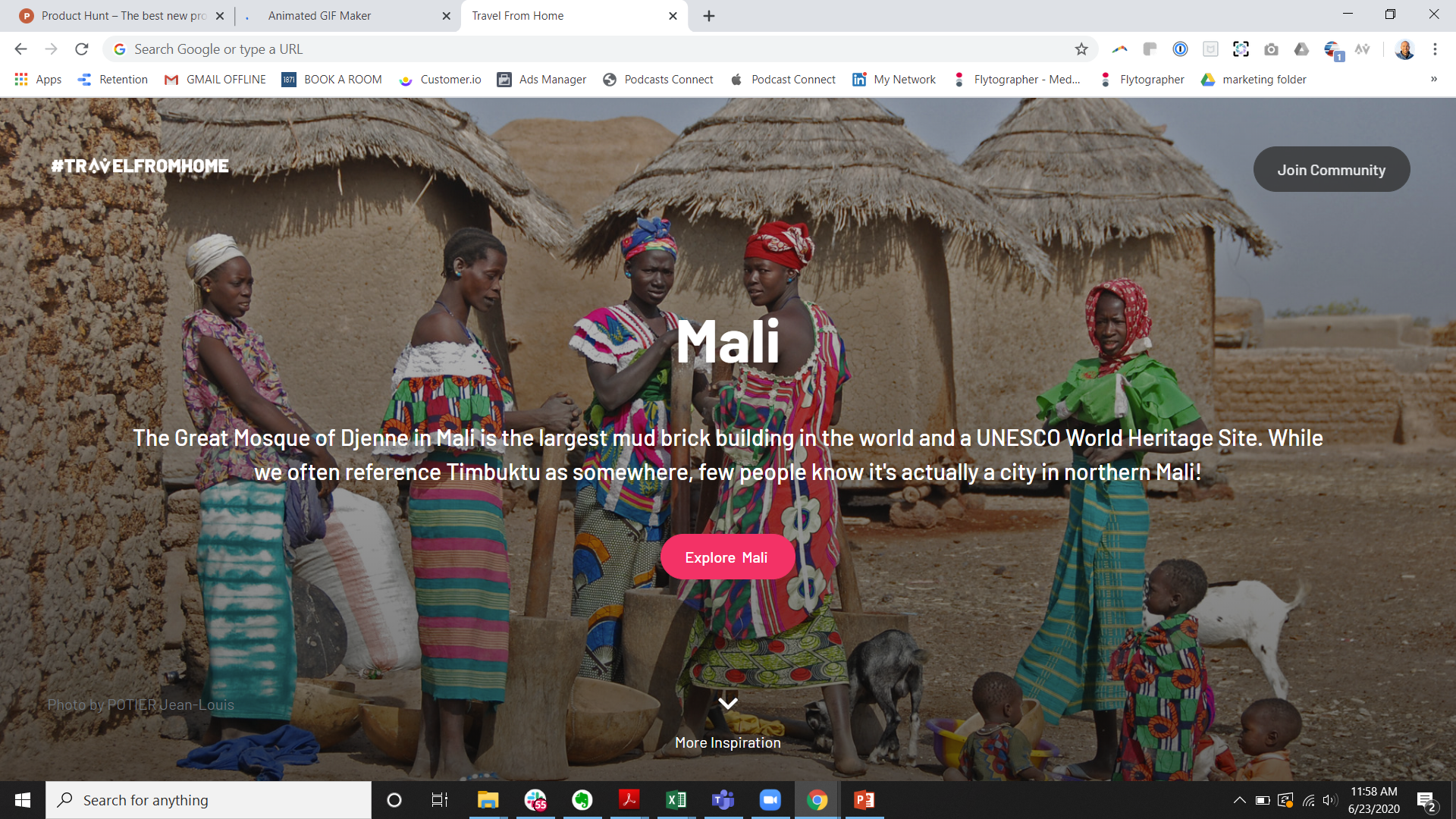 Travel From Home "new tab" extension gallery image