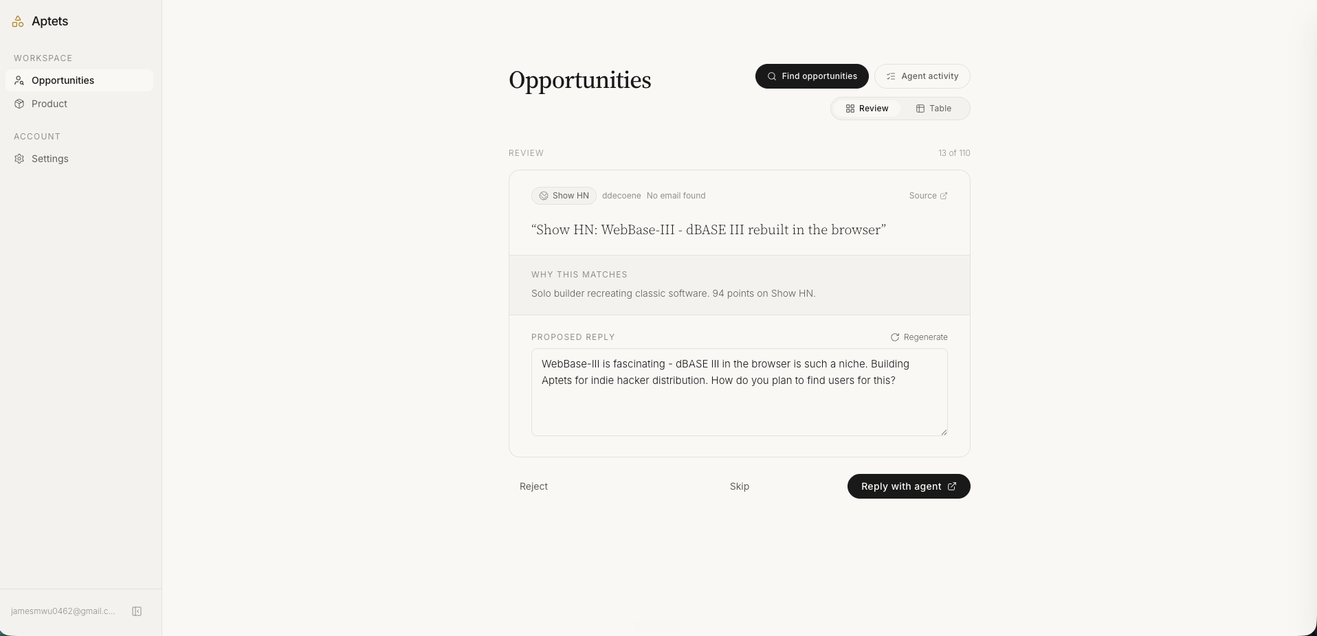 Aptets: outreach for vibe-coded projects gallery image
