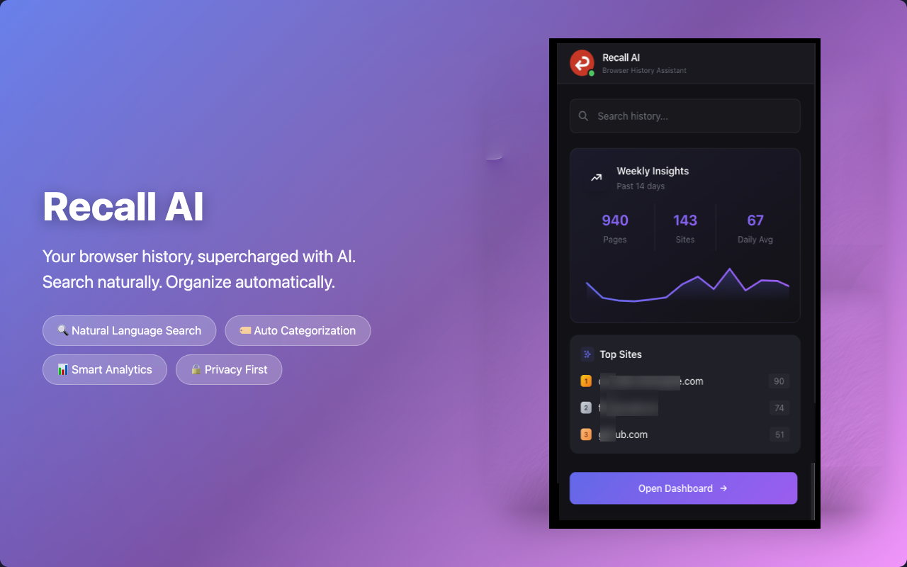 Recall AI - Screenshot 2 showing product features and functionality