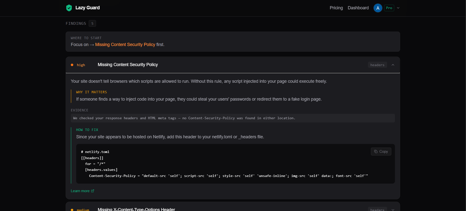 Lazy Guard — Security Scanner for WebDev gallery image