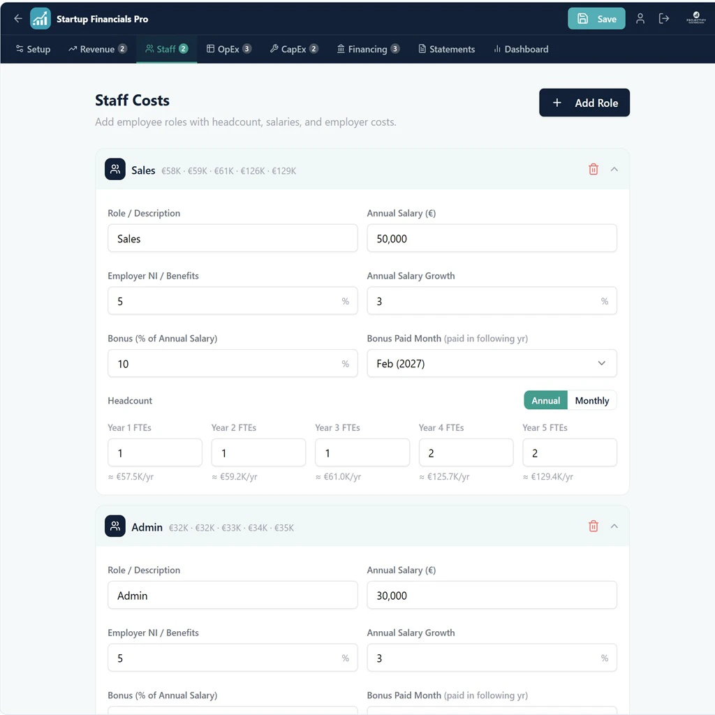 Startup Financials Pro screenshot 5