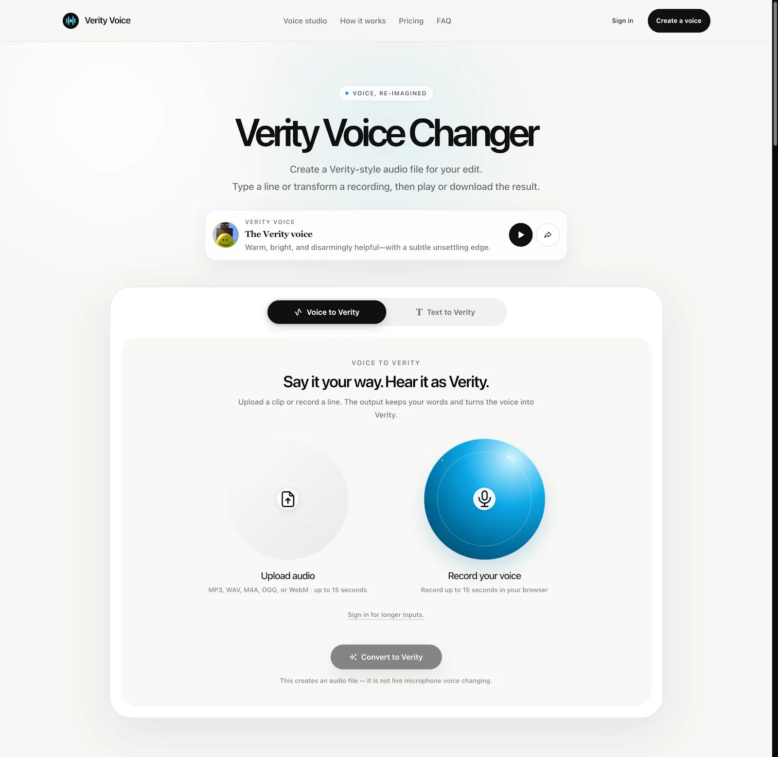 verity ai voice generator screenshot 2