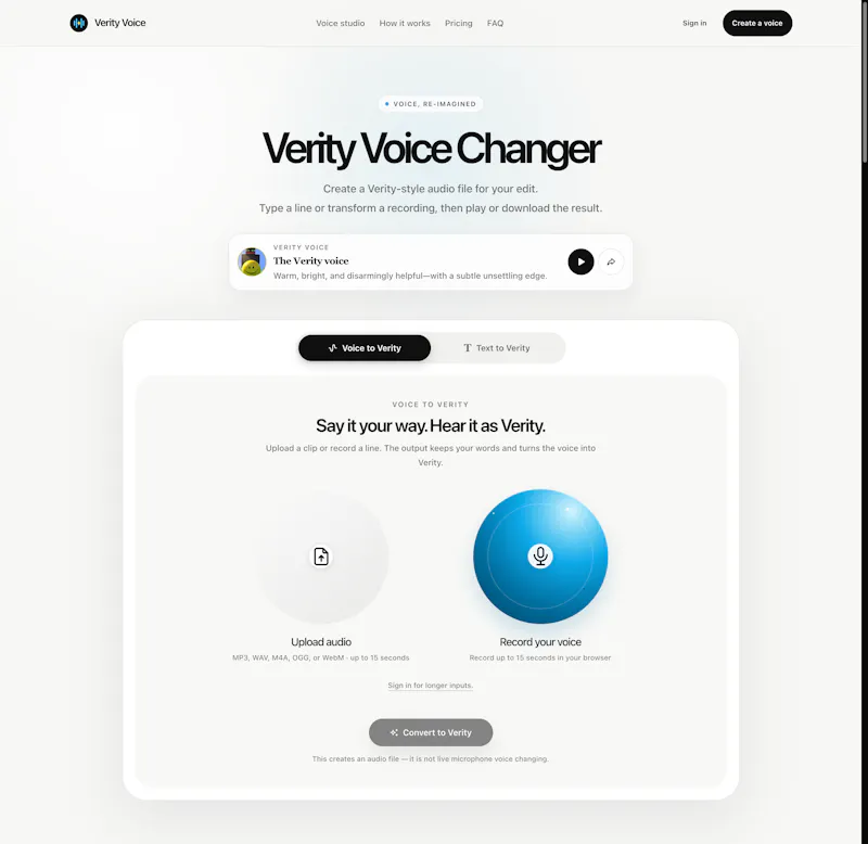 verity ai voice generator screenshot 2