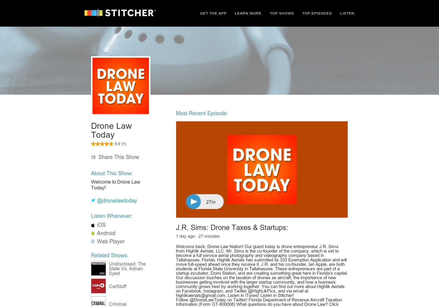 Drone Law Today - Drone Taxes & Startups w/ JR Sims gallery image