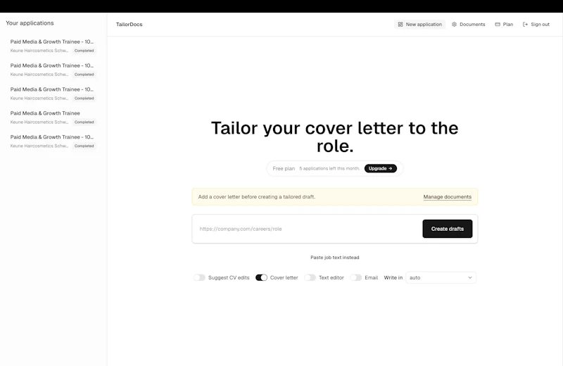 TailorDocs screenshot 1