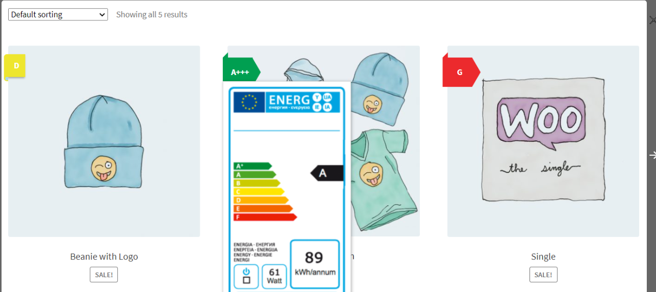 EU -Energiemarke für Woocommerce