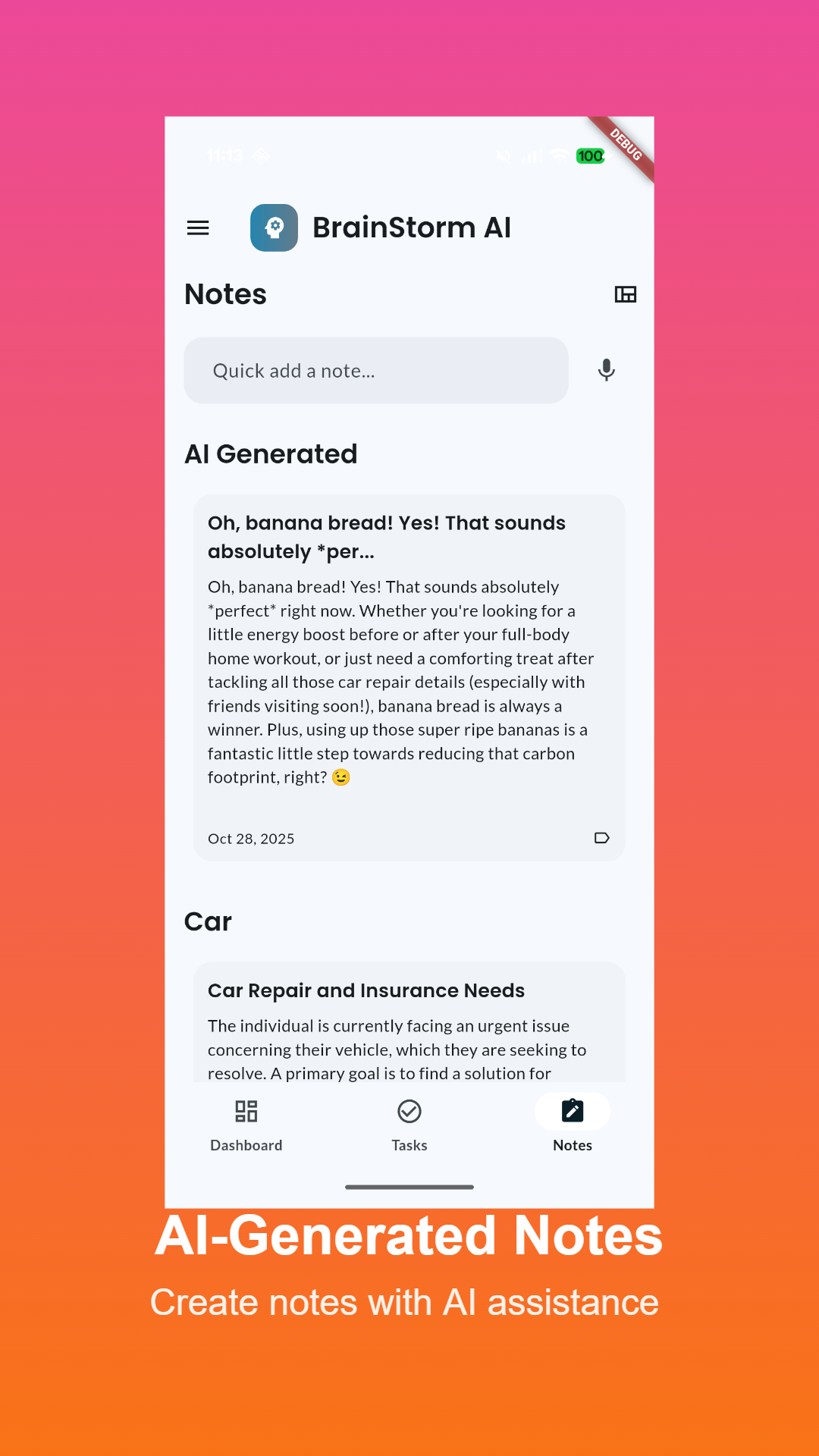 BrainStorm AI - Main product screenshot demonstrating key features and user interface