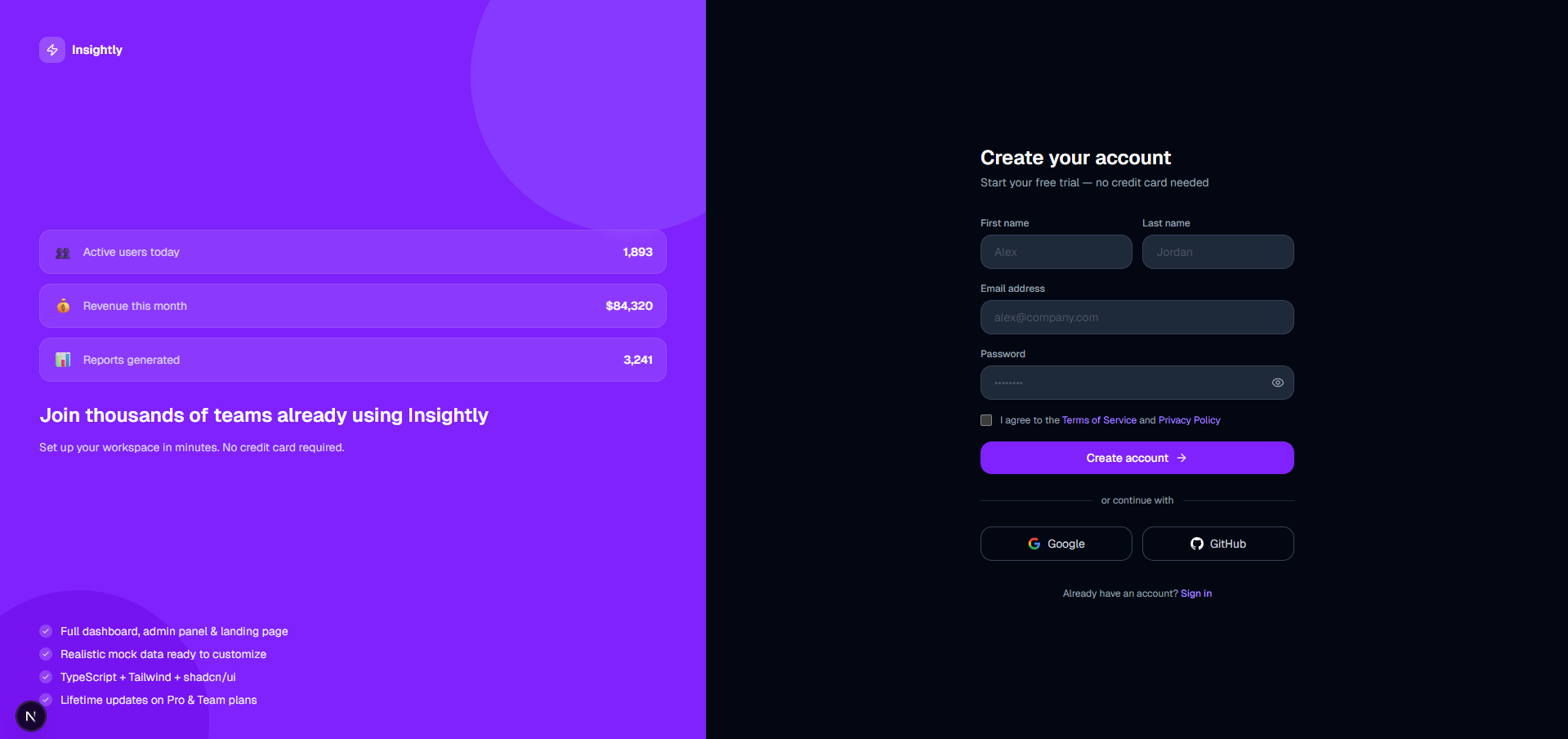 Insightly - SaaS Complete UI Template gallery image