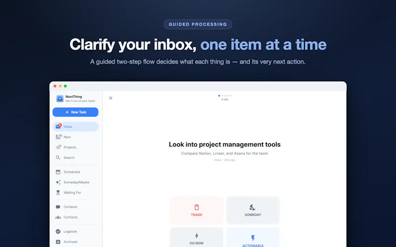 NextThing for Getting Things Done screenshot 1