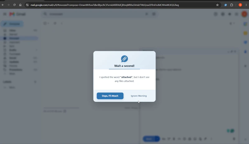 Attachment Reminder screenshot 2