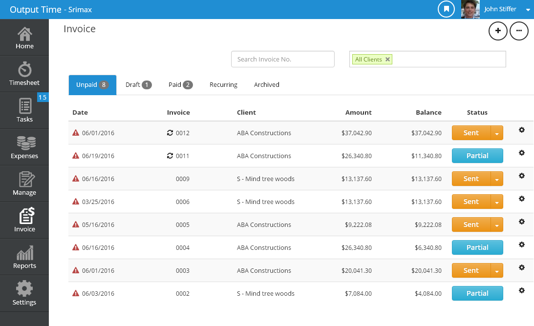 Output Time - Self hosted Project Management App gallery image