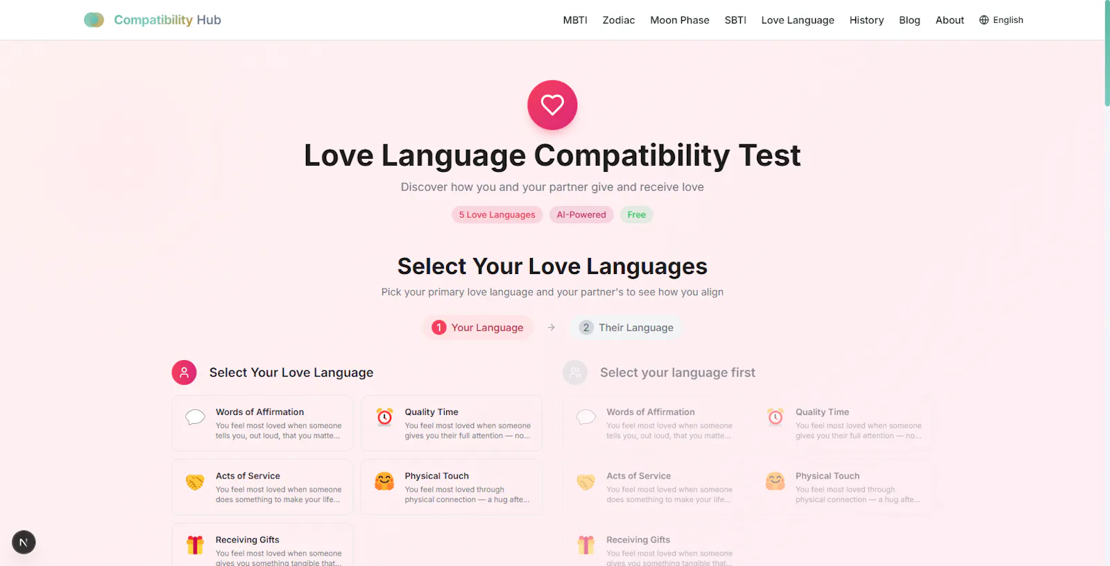 Love Language Compatibility Test screenshot 1