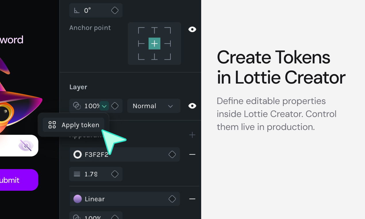 Motion Tokens in Lottie Creator - Screenshot 3 showing product features and functionality