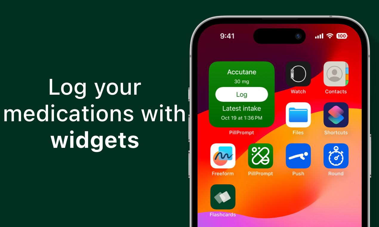 Media Pillprompt - Đăng nhập các loại thuốc và chất bổ sung của bạn với các vật dụng trên iOS 17 2