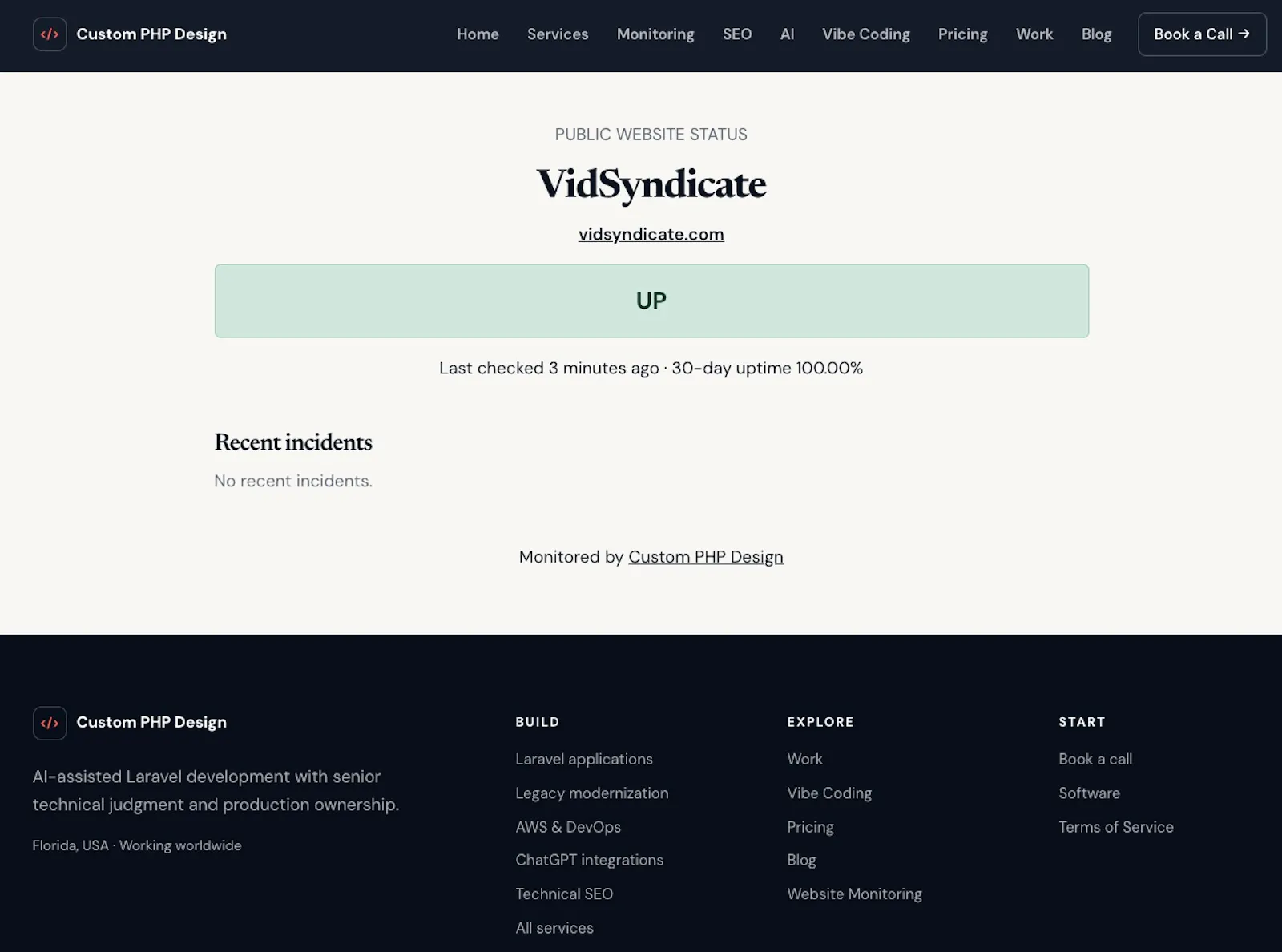 Custom PHP Design Website Monitor screenshot 2
