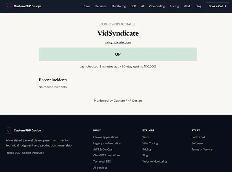 Custom PHP Design Website Monitor screenshot 2