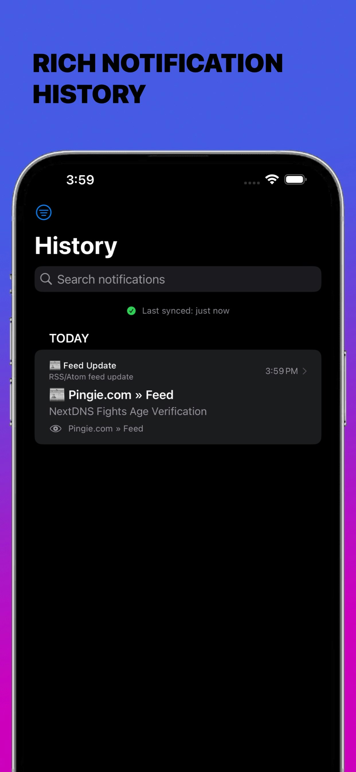 Notify! The web, script and feed monitor gallery image