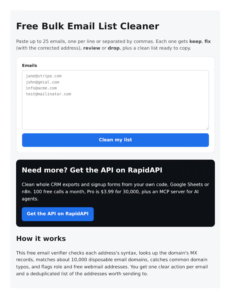 Free Bulk Email List Cleaner screenshot 1