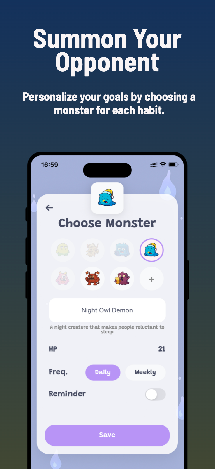 Mídia 3 de Habitmon - Transforme seus maus hábitos em monstros e derrote -os.