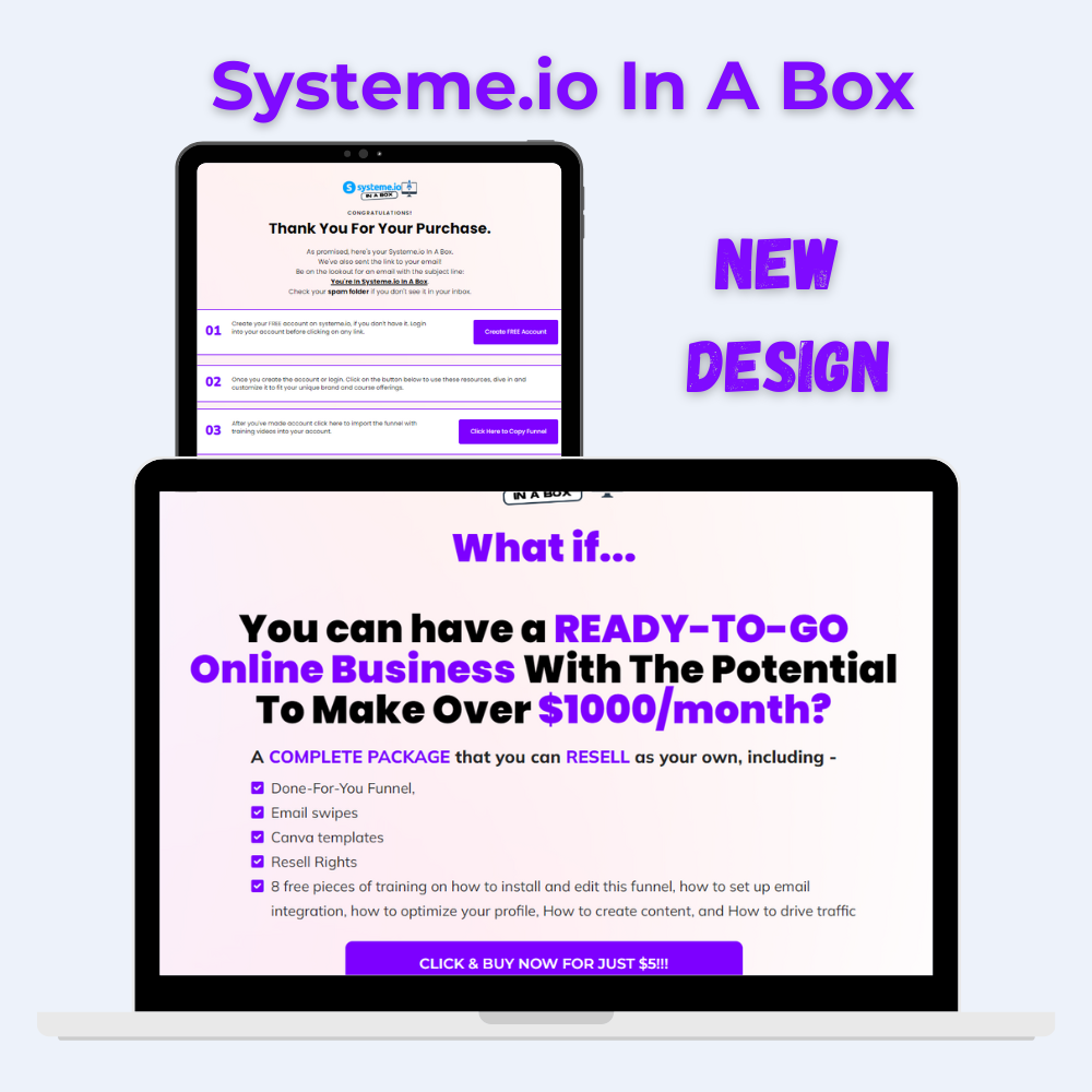 상자에 Systeme.io- 바이러스 성 깔때기 - 수동 소득을위한 준비된 온라인 비즈니스 미디어 1