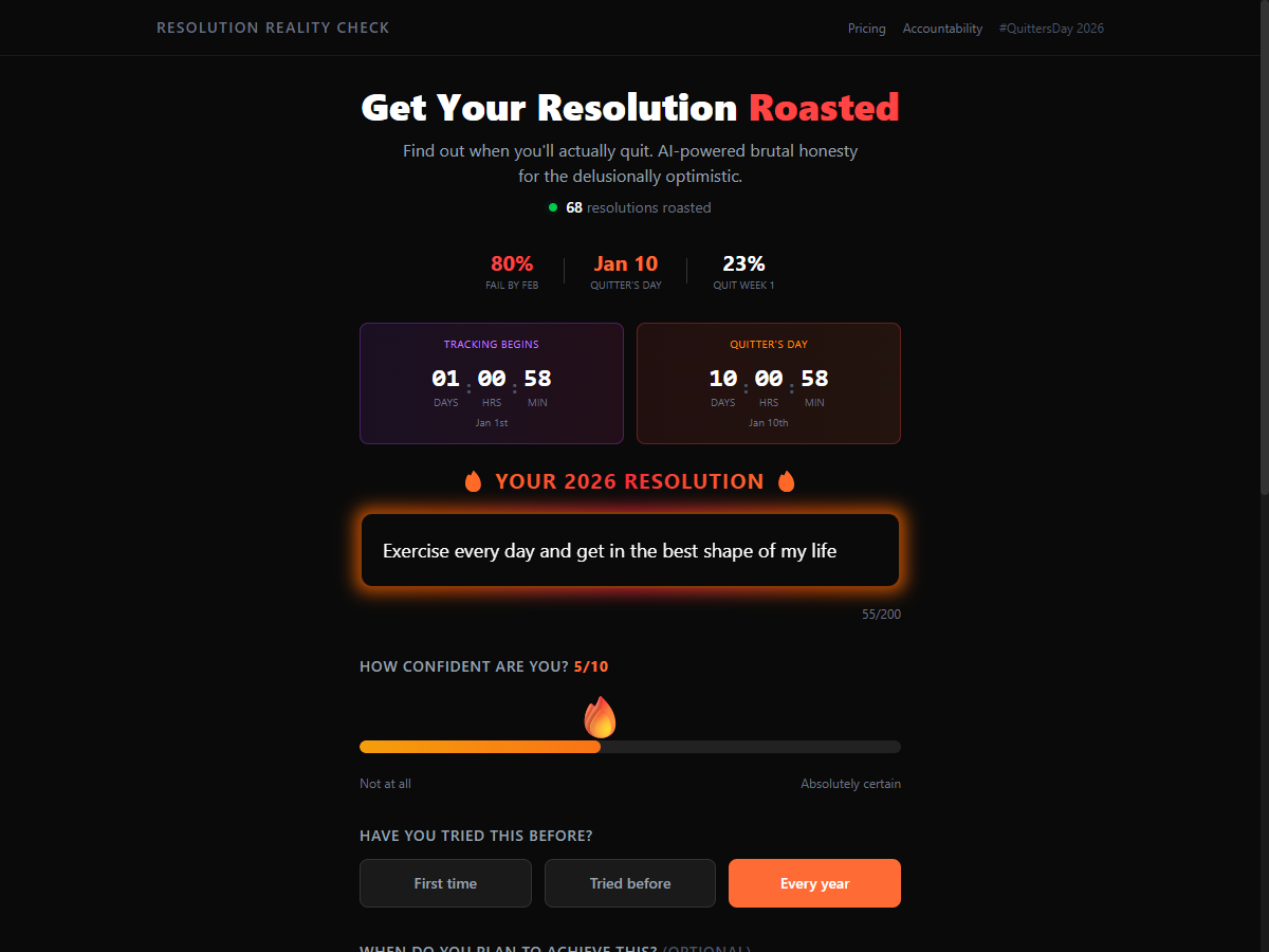 Resolution Roast - Screenshot 2 showing product features and functionality