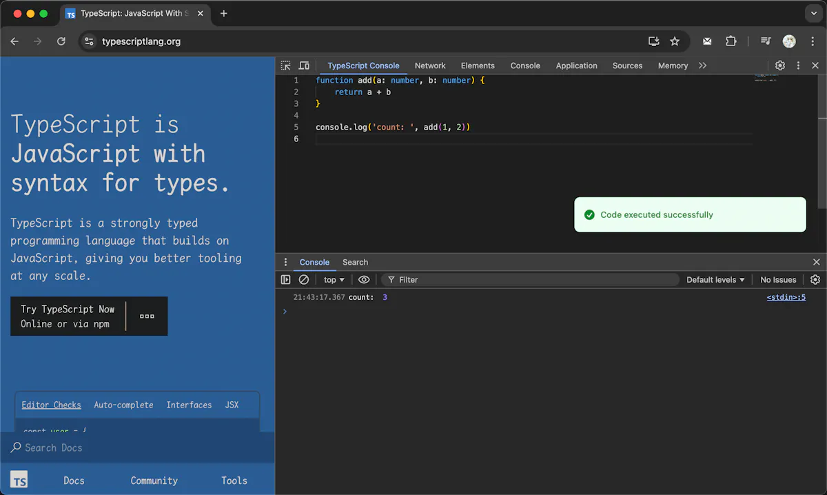 TypeScript Console