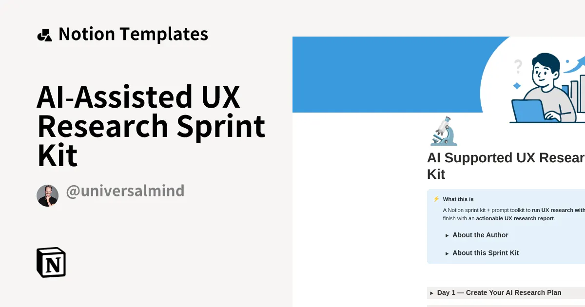 Banner del producto AI‑Assisted UX Research Sprint Kit