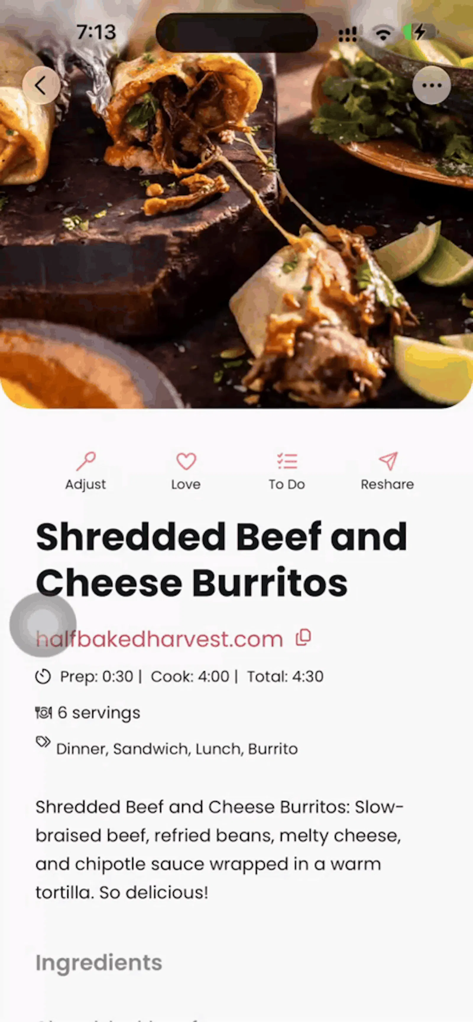 Savr Recipe Manager screenshot 1 (video preview)