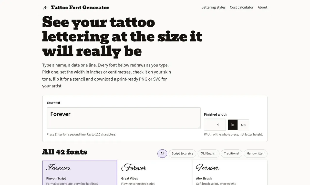 Tattoo Font Generator gallery image