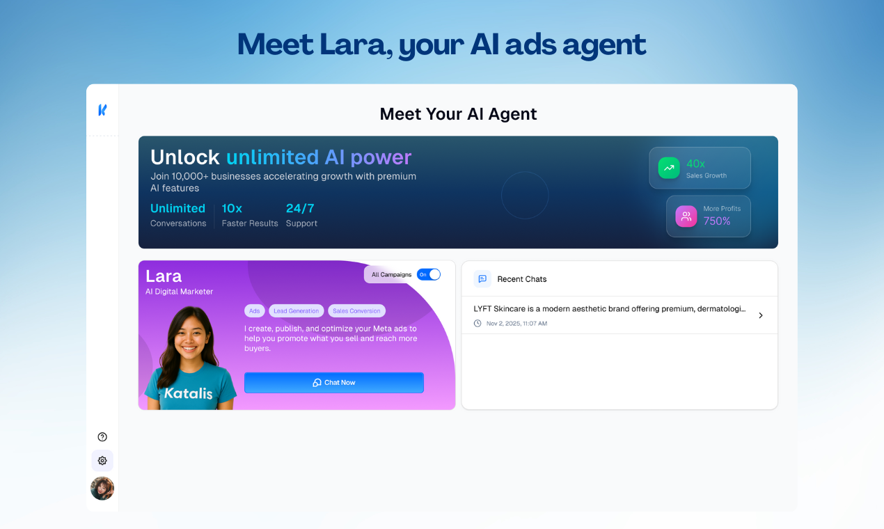 LARA | AI That Runs & Optimizes Ads - Screenshot 2 showing product features and functionality