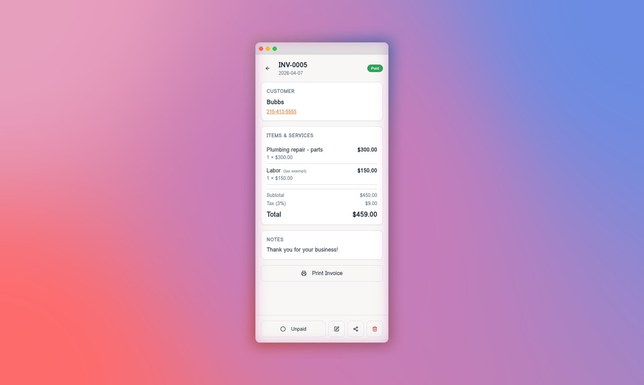 Pocket Invoice Pro gallery image