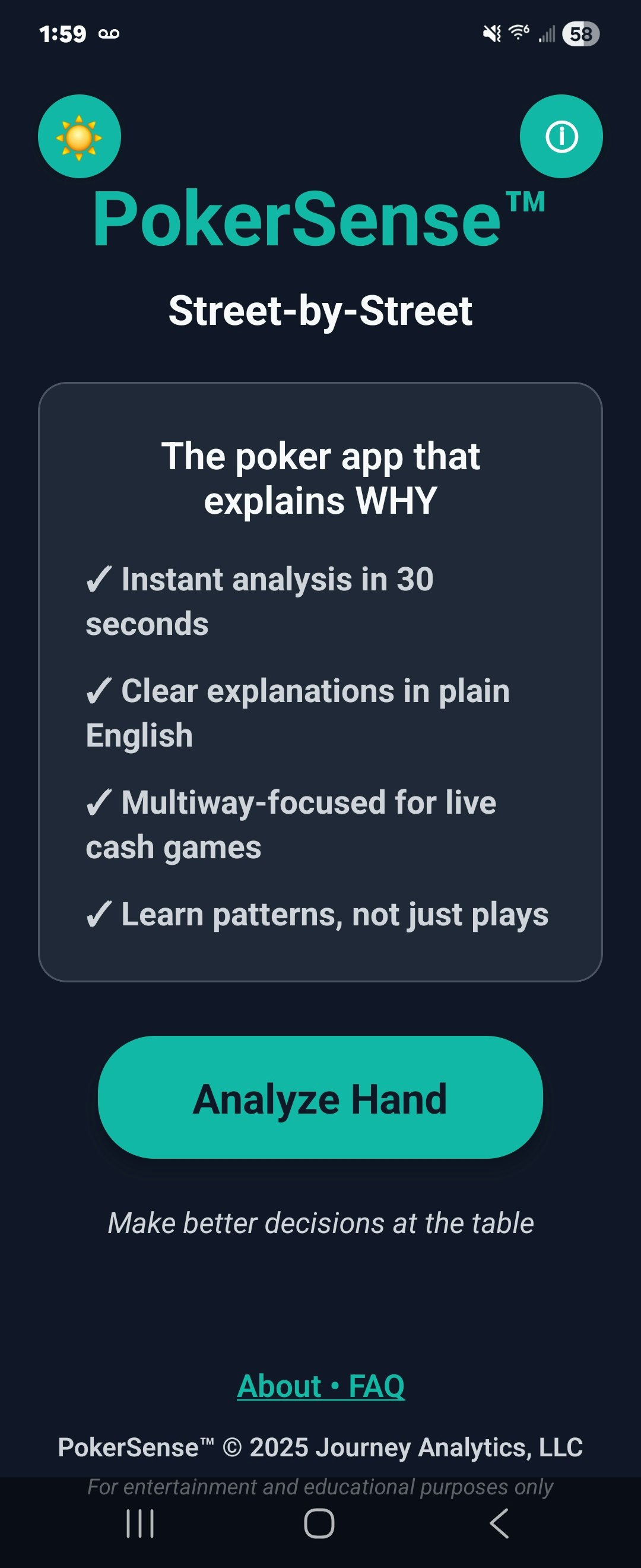 PokerSense - Screenshot 3 showing product features and functionality